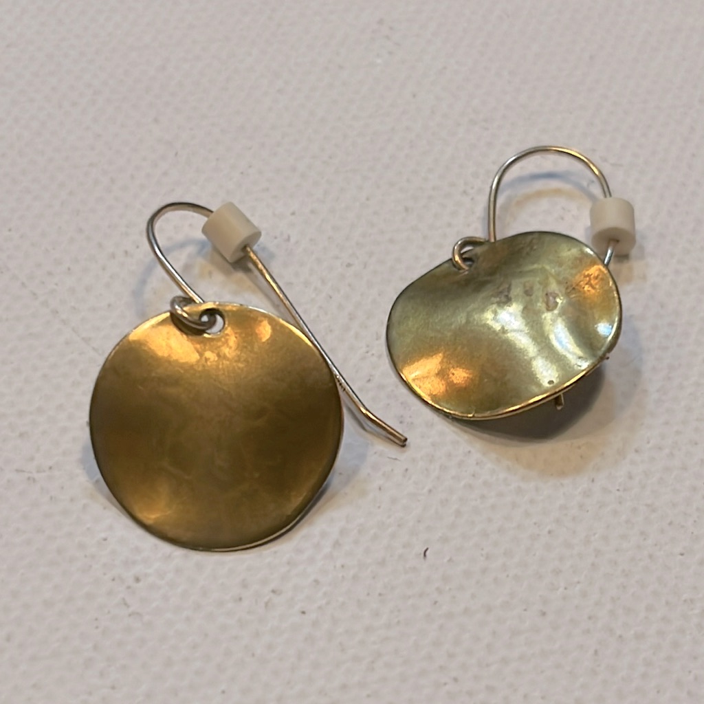 Marjorie Baer Mb Hammered Disc Brass Earrings